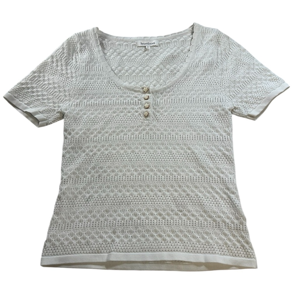 Heartloom White Knit Short Sleeve Top | Medium
